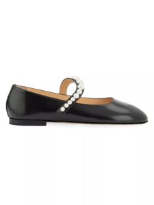 Image of sale on Sirene Embellished Leather Ballerina Flats