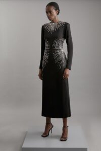 Image of sale on Petite Beaded and Embellished Ponte Jersey Midi Dress
