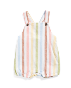 Image of sale on Linen Blend Newborn Boys Striped Overalls 0-6m