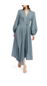 Image of sale on Berenger Stripe Long Sleeve Asymmetric Wrap Shirtdress