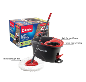 Image of sale on O-cedar Easywring Microfiber Spin Mop, Bucket Floor Cleaning System, Red, Gray, Standard