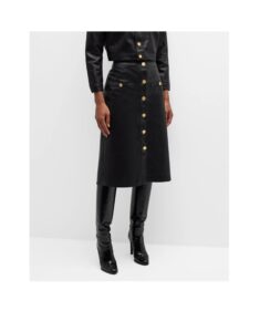 Image of sale on Exclusive Landry Button-front Midi Skirt