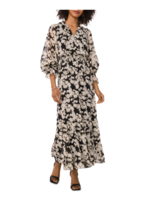 Image of sale on Bead Detail Floral Long Sleeve Maxi Dress