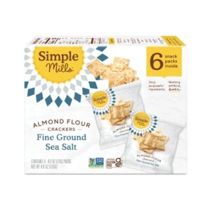 Image of sale on Simple Mills Almond Flour Crackers, Fine Ground Sea Salt Snack Crackers Snack Packs, 0.8 Oz, 6 Count