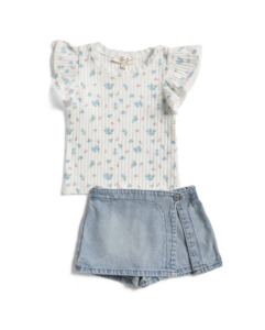 Image of sale on Toddler Girls 2pc Denim Skort Set Size 2-4