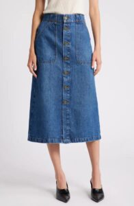 Image of sale on Modern Pocket Button Front Midi Denim Skirt