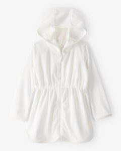 Image of sale on Toddler Hooded Terry Cloth Swim Cover-up Dress – White