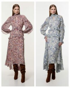 Image of sale on Viscose Crinkle Paisley Frill Detail Maxi Dress