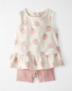 Image of sale on Baby 2-piece Strawberry-print Set Made with Organic Cotton