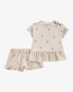 Image of sale on Baby 2-piece Flower Print Peplum Top & Short Set