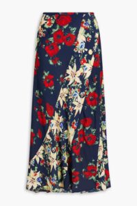 Image of sale on Hudson Floral-print Crepe De Chine Midi Skirt
