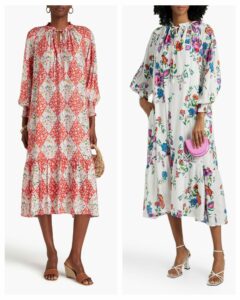 Image of sale on Fortina Ruffled Floral-print Voile Midi Dress