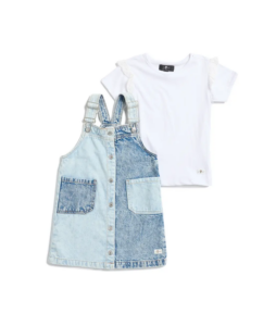 Image of sale on Kids’ Short Sleeve T-shirt & Denim Jumper Dress Set Size 4-6