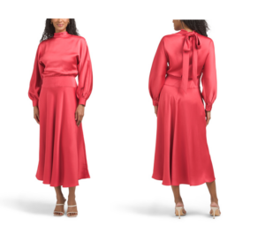 Image of sale on Charmeuse in Set Waist Roll Neck Tie at Nape Dress