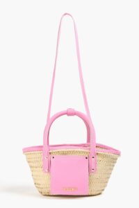 Image of sale on Le Petit Panier Soli Leather-trimmed Raffia Tote