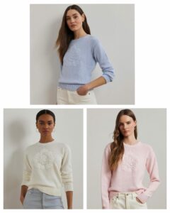 Image of sale on Women’s Floral-logo Combed Cotton Sweater