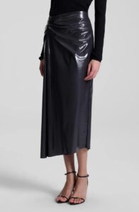 Image of sale on Tessa Ruched Faux Leather Maxi Skirt