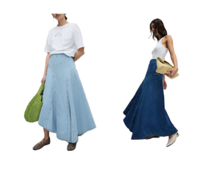 Image of sale on Denim High Waisted Maxi Asymmetric Skirt