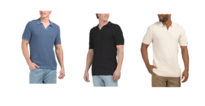 Image of sale on Cotton Textured Johnny Collar Sweater Polo