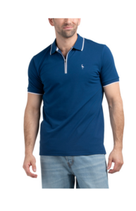 Image of sale on Quarter Zip Pique Polo with Contrast Tipping