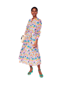 Image of sale on Mia Ruffle Hem Tie Waist Long Sleeve Maxi Shirtdress