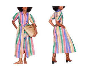 Image of sale on Alexa Stripe Linen Shirtdress