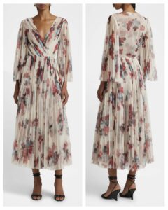 Image of sale on Blur Floral-print Pleated Midi Wrap Dress