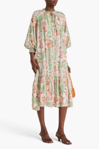 Image of sale on Fortina Floral-print Woven Midi Dress