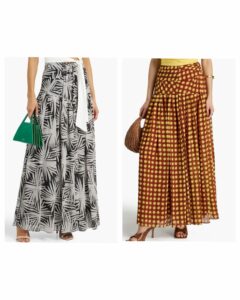 Image of sale on Amira Gathered Printed Chiffon Maxi Skirt
