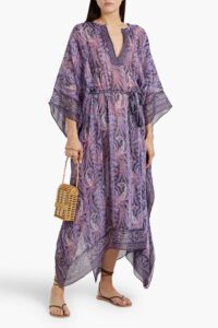 Image of sale on Bagadhi Paisley-print Cotton and Silk-blend Crepon Kaftan