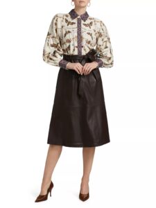 Image of sale on Intermixed Cotton & Faux Leather Midi-dress