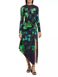 Image of sale on Milani Floral Ruched Midi-dress