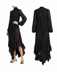 Image of sale on Ruffled Silk Tie-back Maxi Dress
