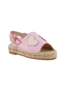 Image of sale on Little Girl’s & Girl’s Amora Heart-detailed Canvas & Patent Leather Espadrille Sandals