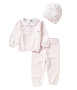 Image of sale on Baby Girls Newborn-24 Months 3-piece Sweater, Pants, and Hat Set