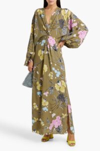 Image of sale on Kason Twisted Floral-print Crepe De Chine Maxi Dress