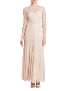 Image of sale on Flocked Lace Long-sleeve Dress