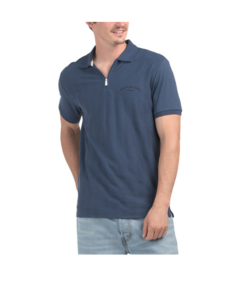 Image of sale on Short Sleeve Popcorn Pique Quarter Zip Polo