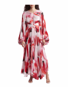 Image of sale on Dailley Pleated Long Sleeve Maxi Cocktail Dress