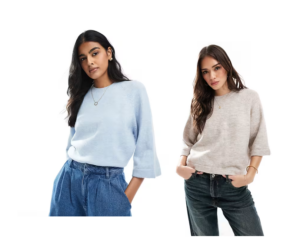 Image of sale on Only Boxy Knit T-shirt in Beige