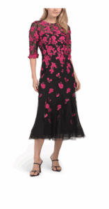 Image of sale on Tea Length Tulle Dress with Floral Appliques