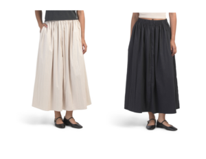 Image of sale on Elastic Waist Midi Skirt with Seamed Pockets