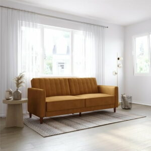 Image of sale on Dhp Pin Tufted Transitional Futon, Rust Velvet