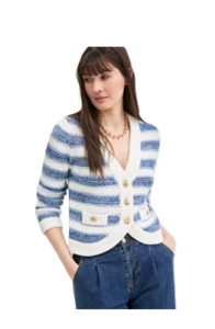 Image of sale on Women’s Cotton Striped Curved-hem Cardigan
