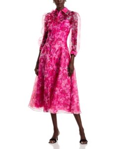 Image of sale on Floral Print Organza Shirt Dress