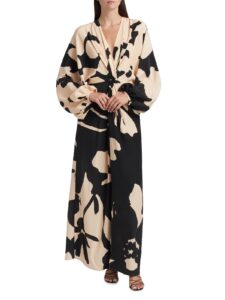 Image of sale on Brenna Twisted Floral Silk Maxi Dress