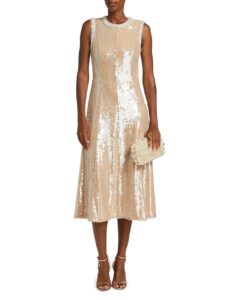 Image of sale on Sequined Faux-pearl-embellished Midi-dress