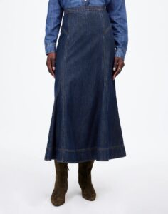 Image of sale on Denim Midi Circle Skirt in Avonmore Wash: Airy Denim Edition