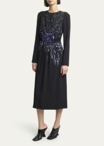 Image of sale on Dofili Gathered Sequined Midi Dress