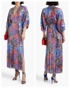 Image of sale on Jessel Wrap-effect Sequined Stretch-mesh Maxi Dress